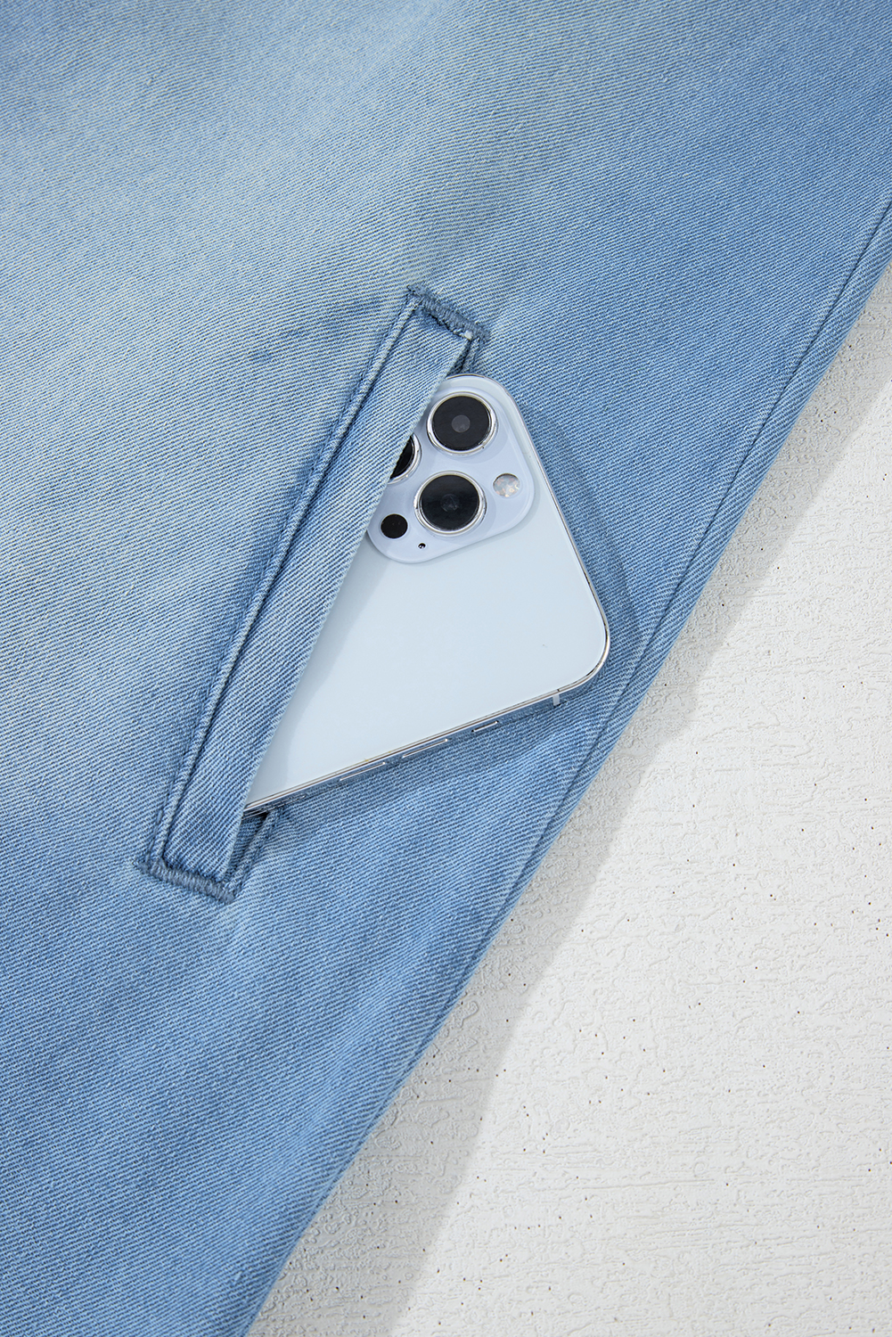 Beau Blue Risen Medium Washed Denim Shirt Dress - 图片 8