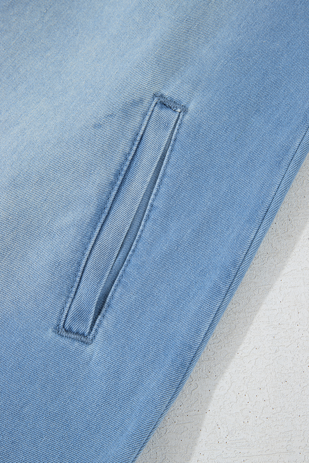 Beau Blue Risen Medium Washed Denim Shirt Dress - 图片 7