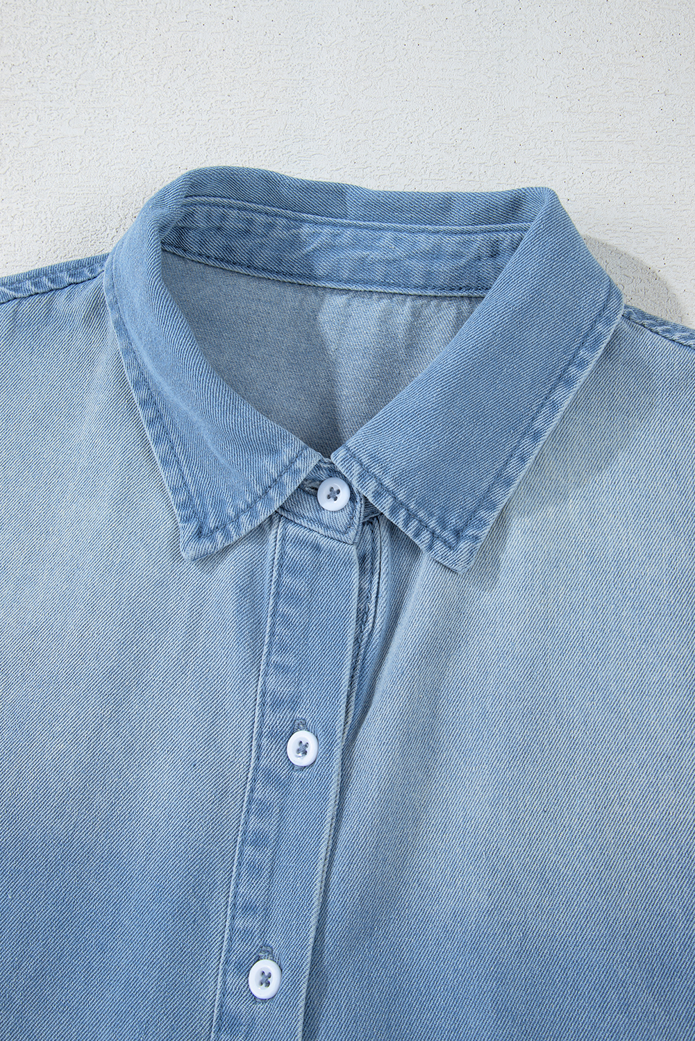 Beau Blue Risen Medium Washed Denim Shirt Dress - 图片 5