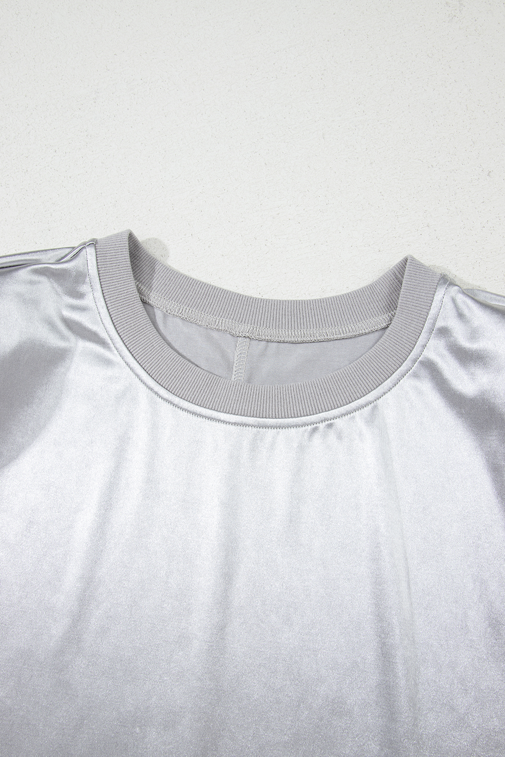 Silvery Metallic Luster Crew Neck Shift Tank Top - 图片 5