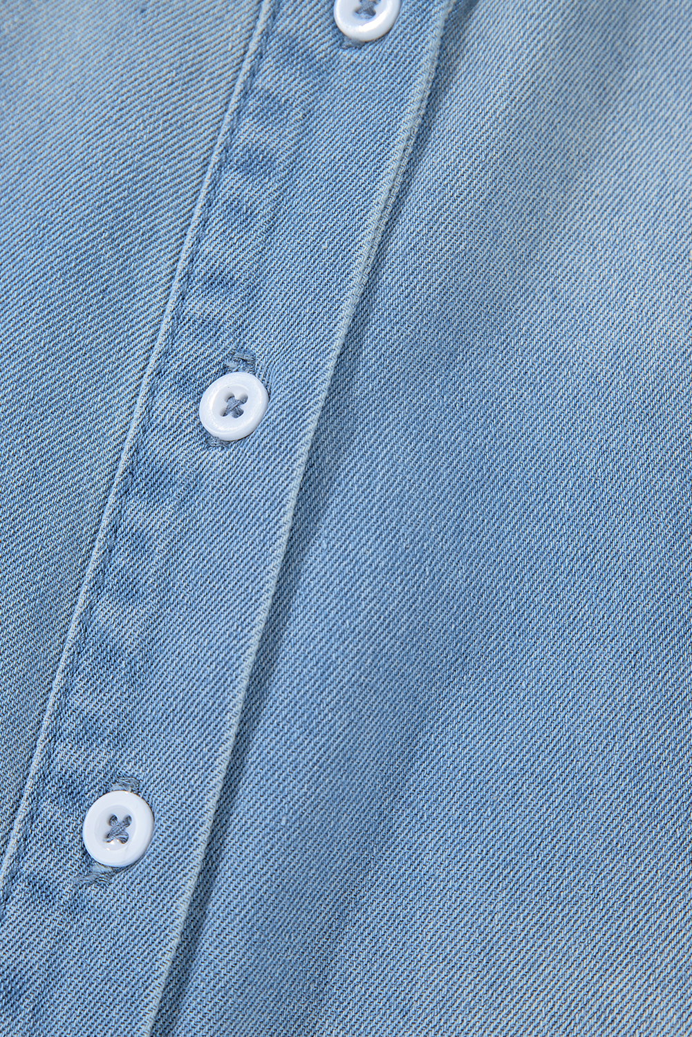 Beau Blue Risen Medium Washed Denim Shirt Dress - 图片 6