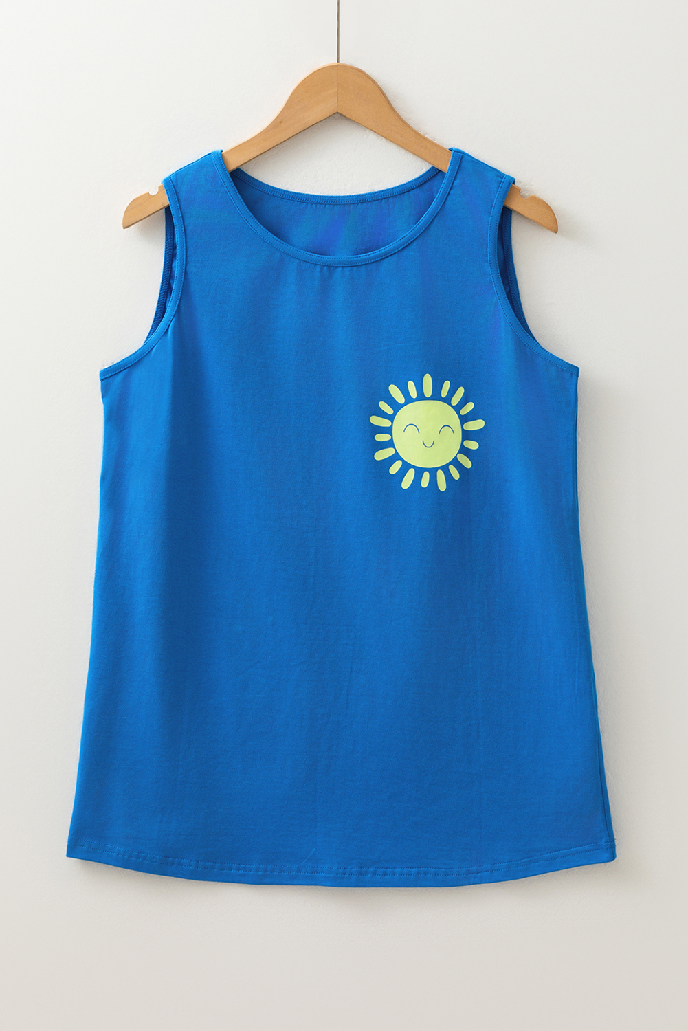 Blue Sun Graphic Casual Tank Top - 图片 5