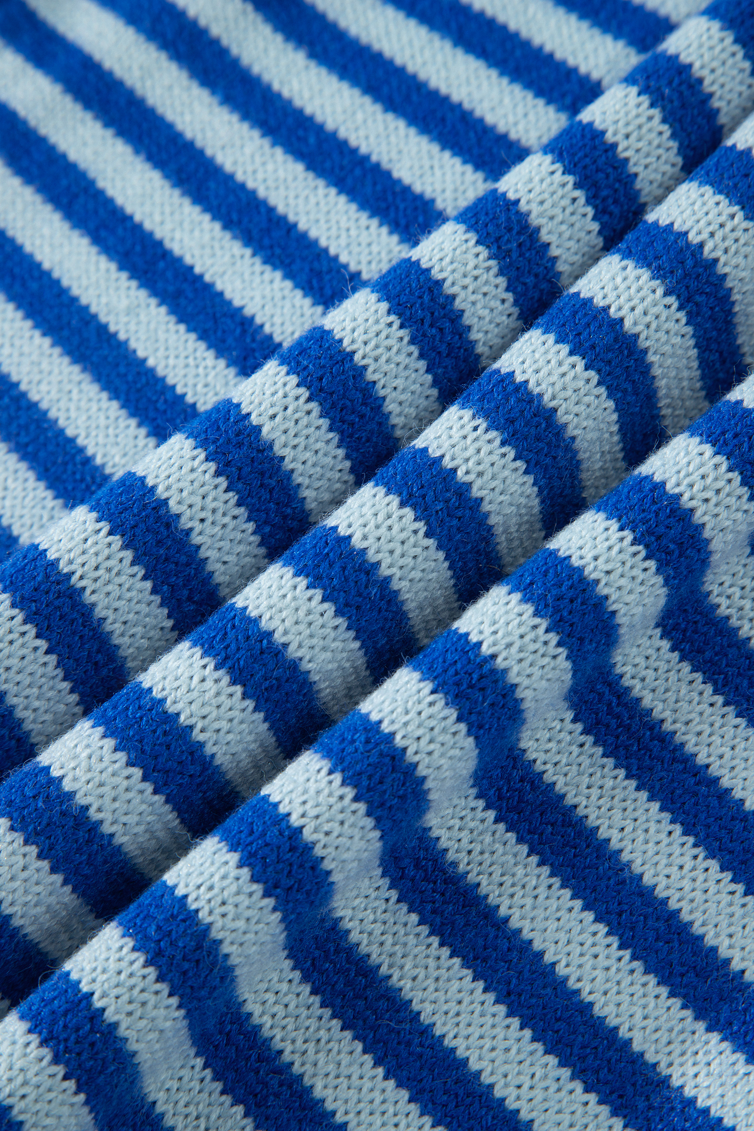 Blue Stripe Loose Half Sleeve Knit Button Down Sweater Cardigan - 图片 13
