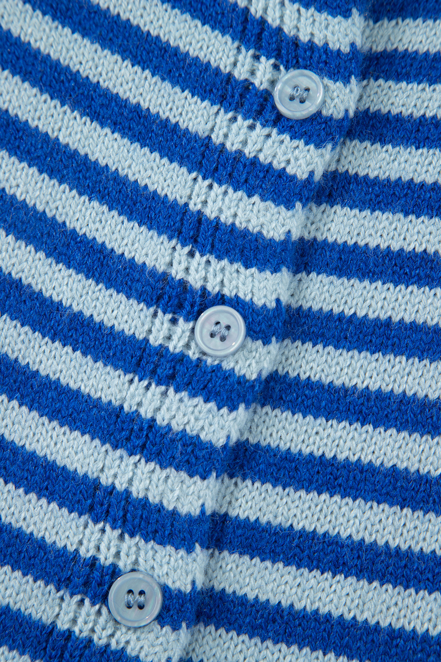 Blue Stripe Loose Half Sleeve Knit Button Down Sweater Cardigan - 图片 9