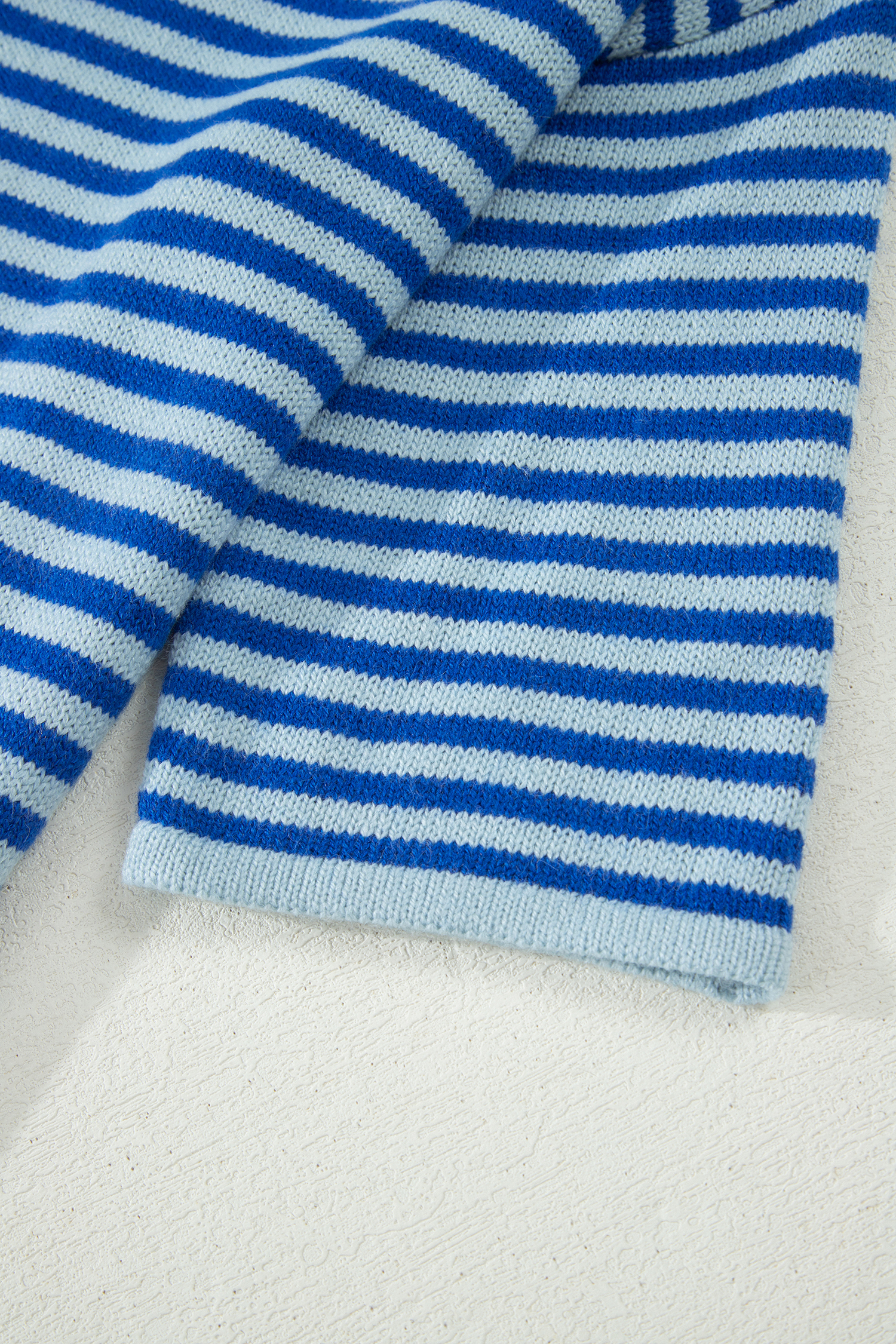 Blue Stripe Loose Half Sleeve Knit Button Down Sweater Cardigan - 图片 10