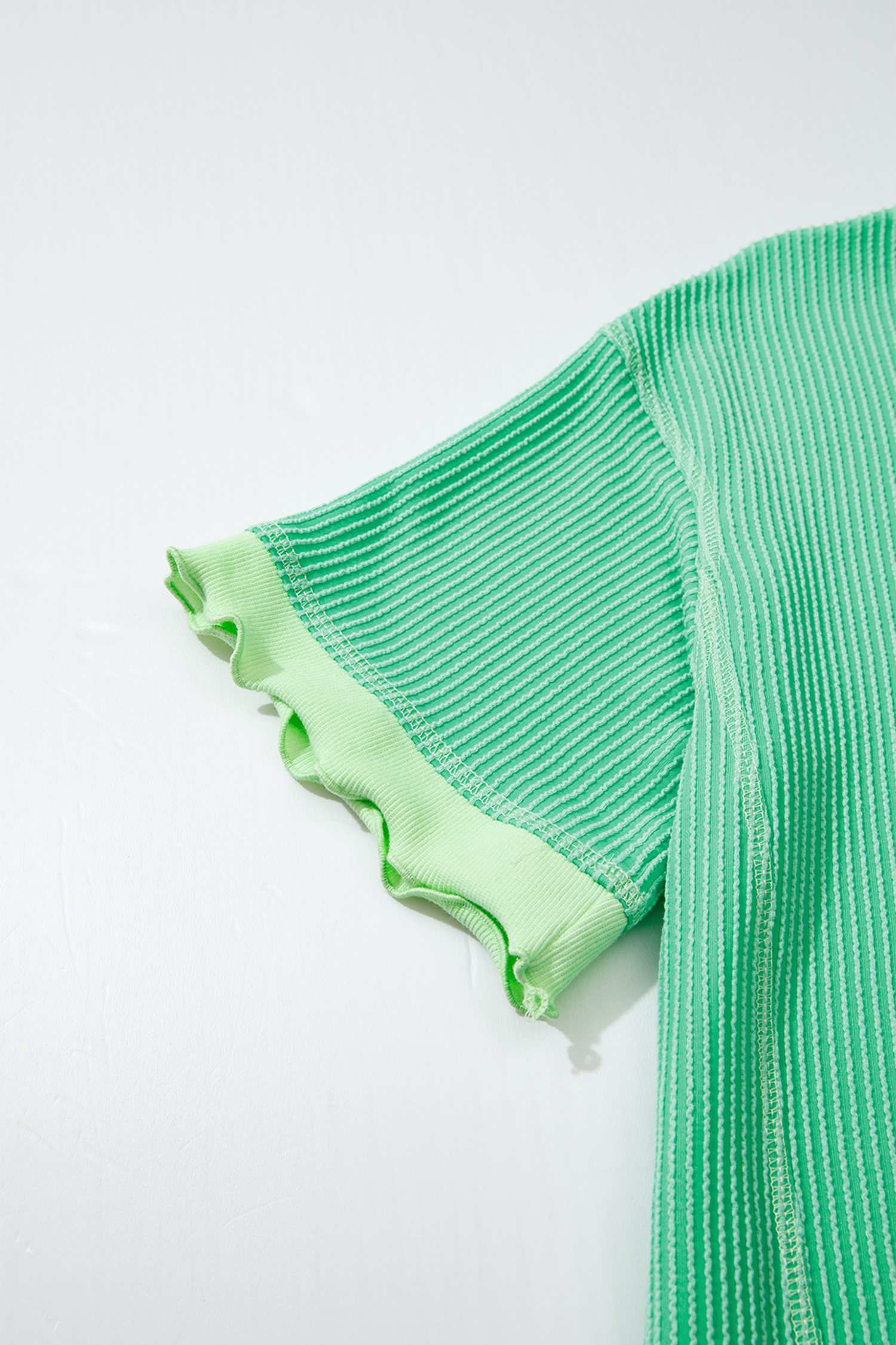 Mint Green Oversize Twist Ribbed Polo T Shirt Dress - 图片 9