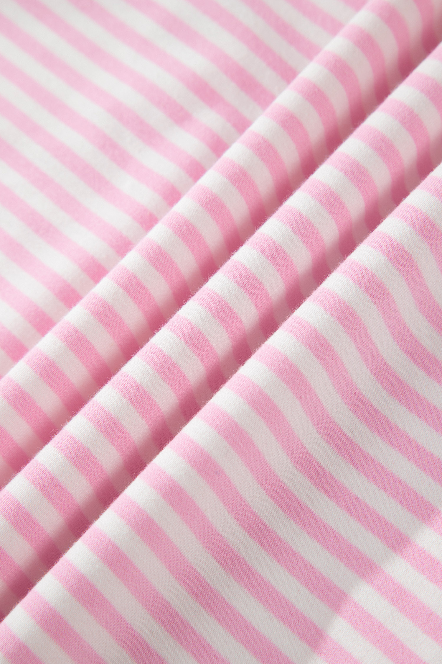 Pink Stripe Cuffed Short Sleeve Contrast Mock Neck Tee Dress - 图片 15