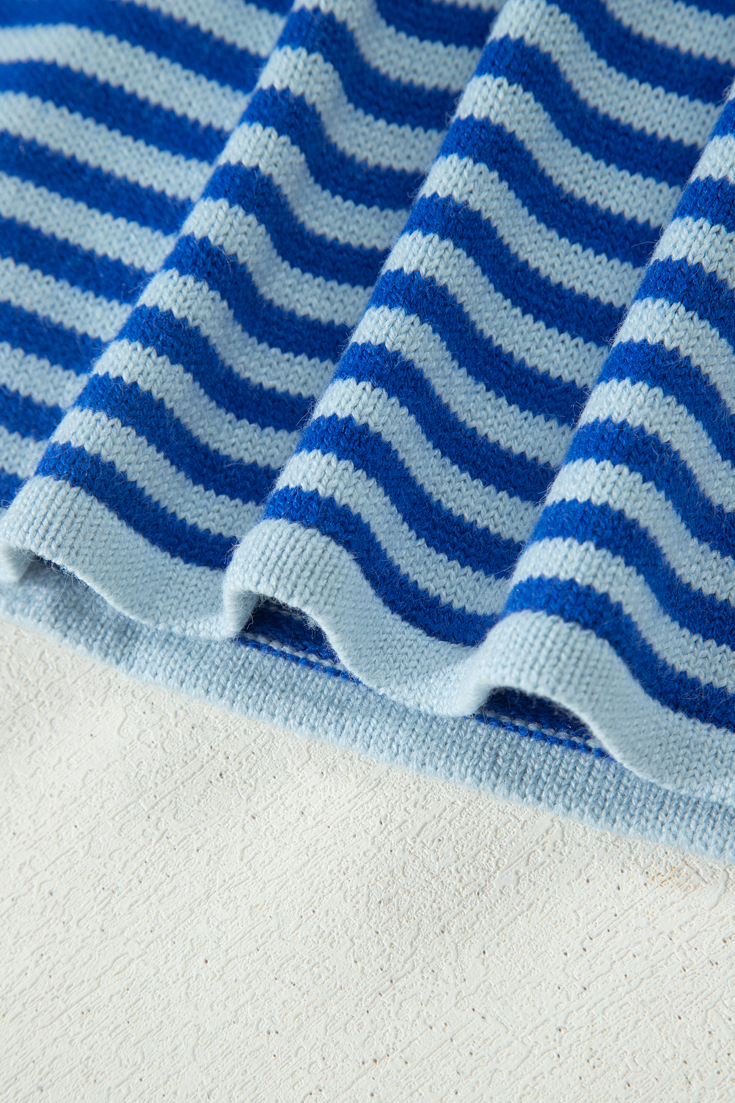 Blue Stripe Loose Half Sleeve Knit Button Down Sweater Cardigan - 图片 14